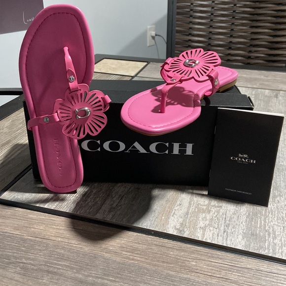 Coach Julia Leather Sandals G5058 Petunia Pink - Picture 3 of 5